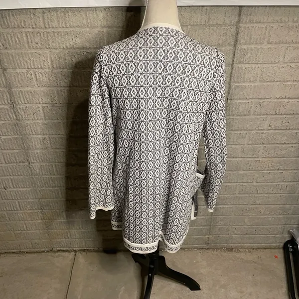 Ann Taylor‎ Factory Womens Black White Printed Long Sleeve Cardigan XS - Image 3