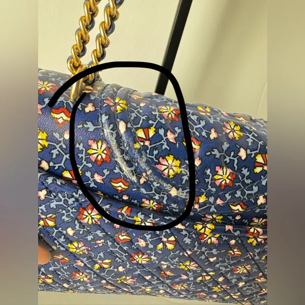 Tory Burch Fleming Printed Small Convertible Shoulder Bag Blue Wild Pansy - Image 8