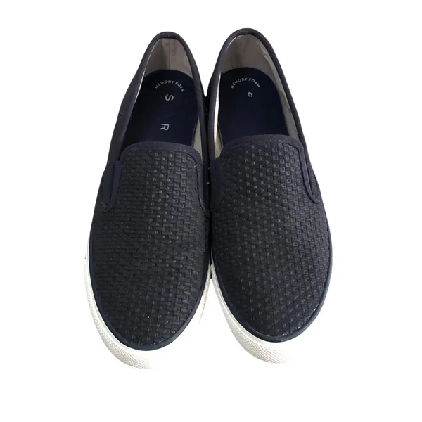 Sperry (8) Seaside Navy Emboss Woven Textured Elastic Slip On Loafer Shoe - Image 9