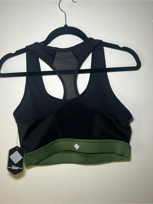 LuLaRoe Black Sports Bra with Olive Green Band - Image 3