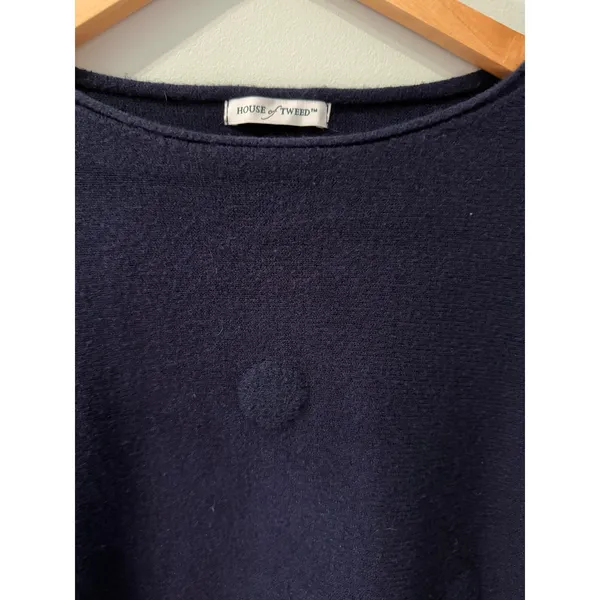 House of Tweed Navy Textured Dot Sweater One Size — Scotland - Image 3