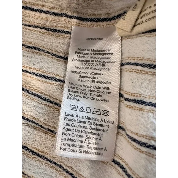 Madewell Perfect Fit Shirt Sz:M Coastal Striped Button Down crushed gauze finish - Image 8