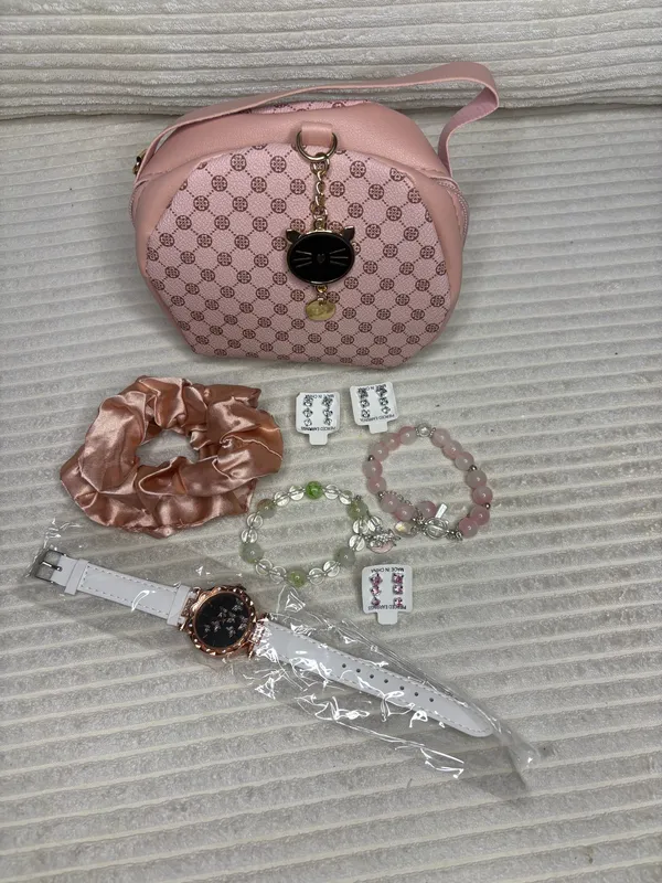 Women’s Pink Crossbody Bag & Accessories Set – New - Image 2