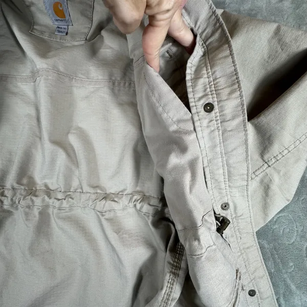 Carhartt Womens Medium Tan Ripstop Utility Field Jacket Chore Coat Beige Canvas - Image 9