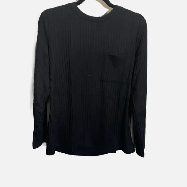 Flybony Ribbed Knit Long Sleeve Crew Neck ‎ Sweater Black Size L - Image 2