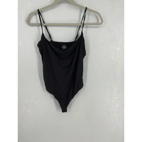 SUUKSESS Womens Bodysuit Black Cowl Neck Adjustable Straps XL - Image 2