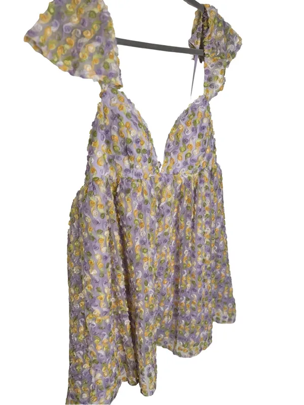 🌸 Lulus Charming Pick Lavender Multi Rosette Mesh Mini Dress‎ NWT Size M 🌸 - Image 3