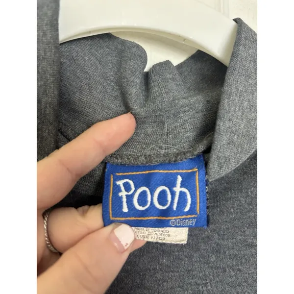 Vintage 90s Disney Winnie the Pooh Embroidered Gray Mock Neck Long Sleeve L - Image 3