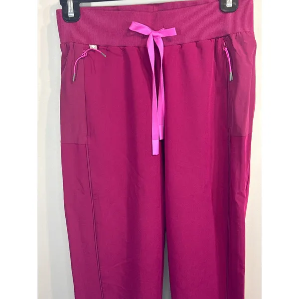 FIGS W Boston Slim Jogger Scrub Pants XS‎ Raspberry Tech Fabric Bundle of 2 NWT - Image 4