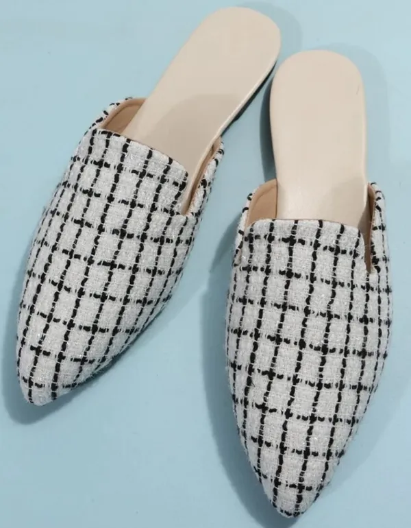 SheIn PU Leather Gold Pointed Toe Flat Mule Shoes - Image 2