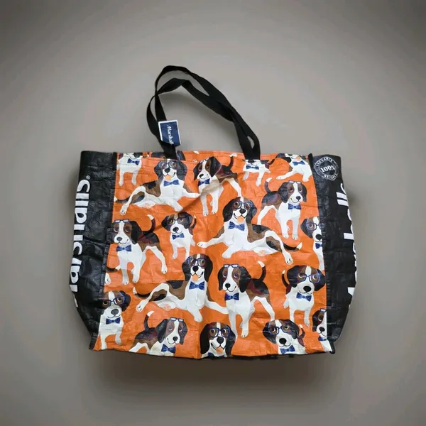 Marshalls Beagle Dog with Glasses Reusable Orange Tote All Over Dogs Canine Bag - Image 3