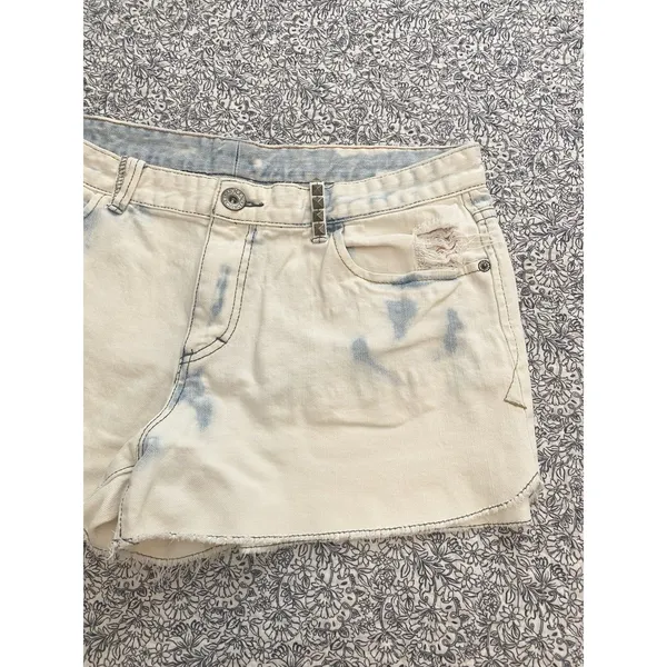 Y2K Armani Exchange Studded Denim Shorts Distressed Acid Wash Grunge Size 12 - Image 15