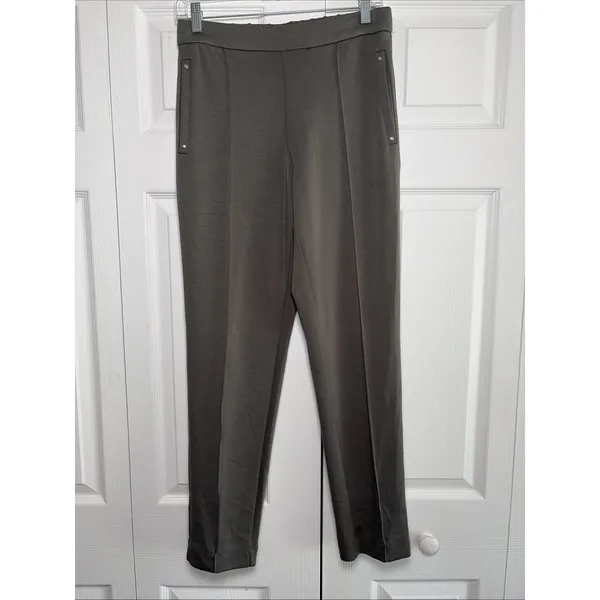 Elie Tahari Pull On Straight Leg Pants Womens Size S Gray Olive‎ Stretch Ponte - Image 3