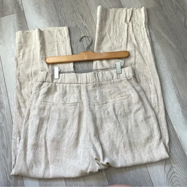 Abercrombie & Fitch Pants linen tailored straight leg womens Beige size 8 short - Image 5