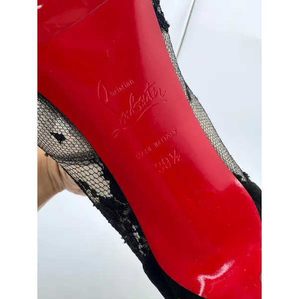 Christian Louboutin KM Lace Booty 100 Black Mesh Floral Lace Boots Sz 39.5 - Image 8