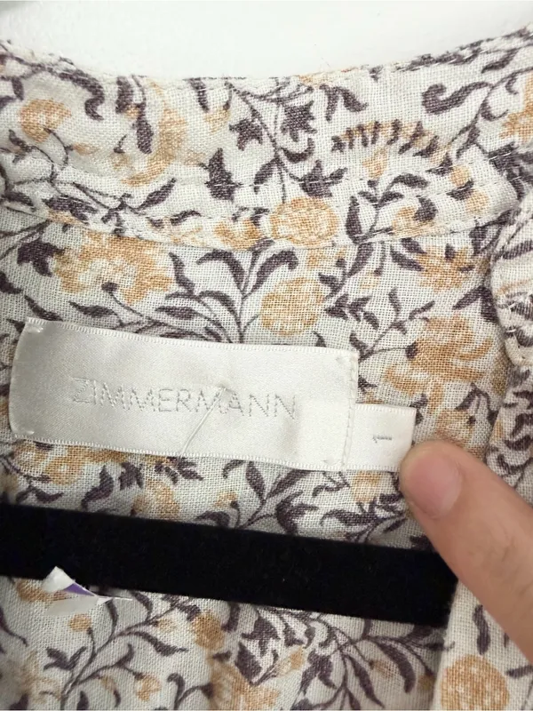 Zimmermann Ecru Linen Mini Dress V-Neck size 1 medium - Image 2