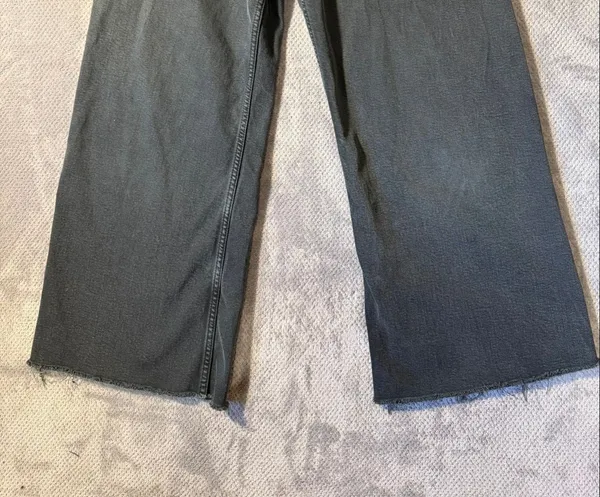 Zara Marine Straight High Rise Wide Leg Jeans Charcoal Gray Raw Hem Size 8 #1900 - Image 7