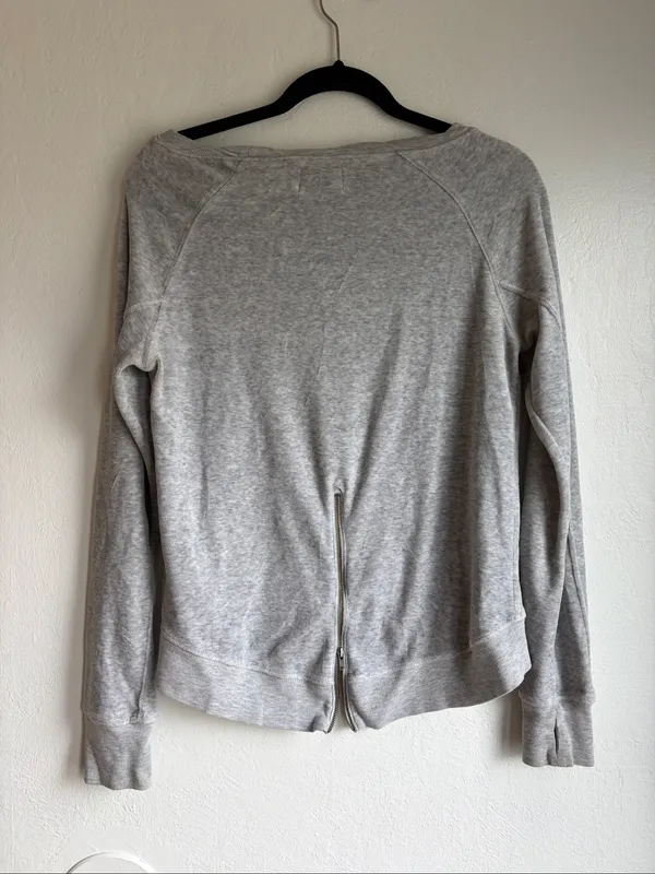 Pam & Gela long sleeve sweatshirt top with back zipper gray size small - Image 6