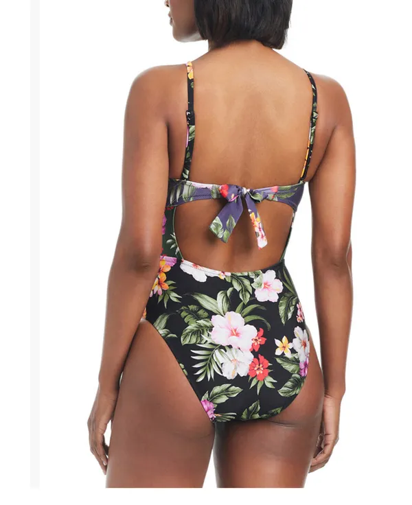 NWT Bar III Floral Banded Keyhole One Piece Swimsuit sz M - Image 2