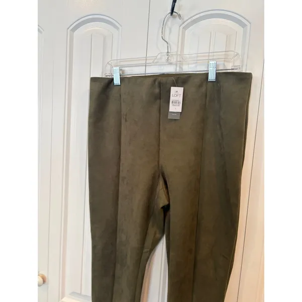Loft‎ Olive Green Suede Leggings Size Large - Image 3