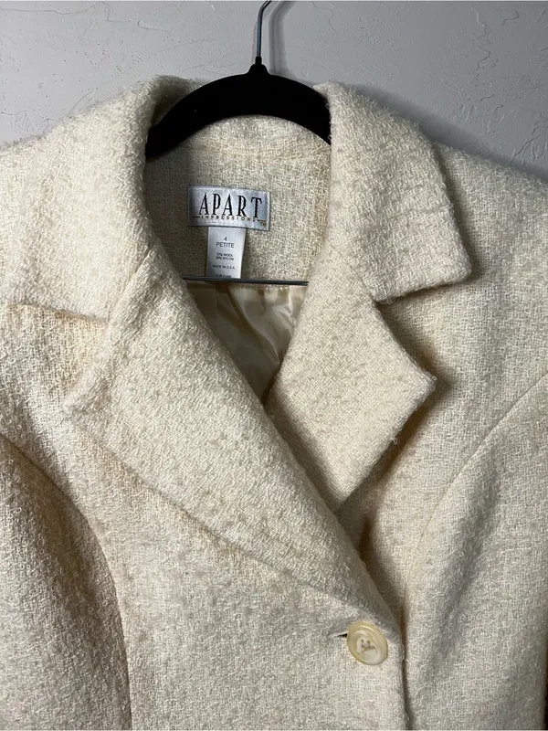 Apart Impressions Vintage Petite Butter Yellow Wool Blend Cropped Blazer Jacket - Image 3