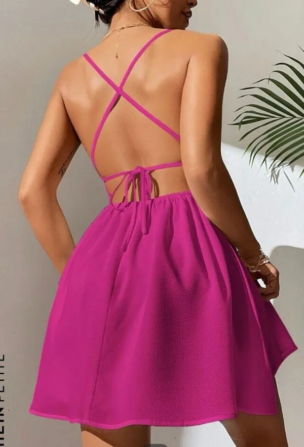 Criss-cross Tie Backless Cami Dress - Image 2