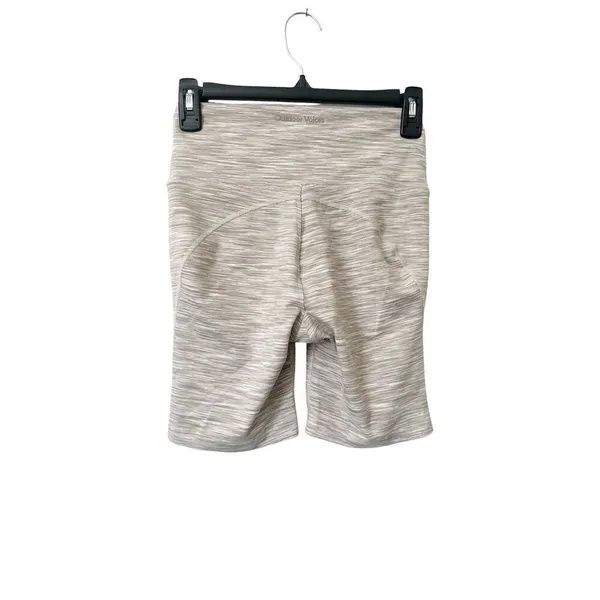 Outdoor Voices Flow 7” Athletic Fold Over High‎ Rise Bike Tan Heathered Shorts - Image 3