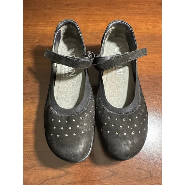Naot Matua Suede Patent Mary Jane Size 38 US 7-7.5 Black Comfort Shoe - Image 2