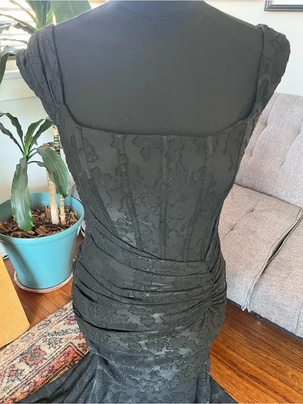 NWT Wicked AF drapped bodice gown size S Black - Image 3
