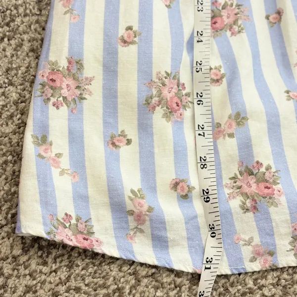 Show Me Your Mumu Mini Dress Womens XS Striped Floral Puff Sleeve Linen‎ Pockets - Image 12