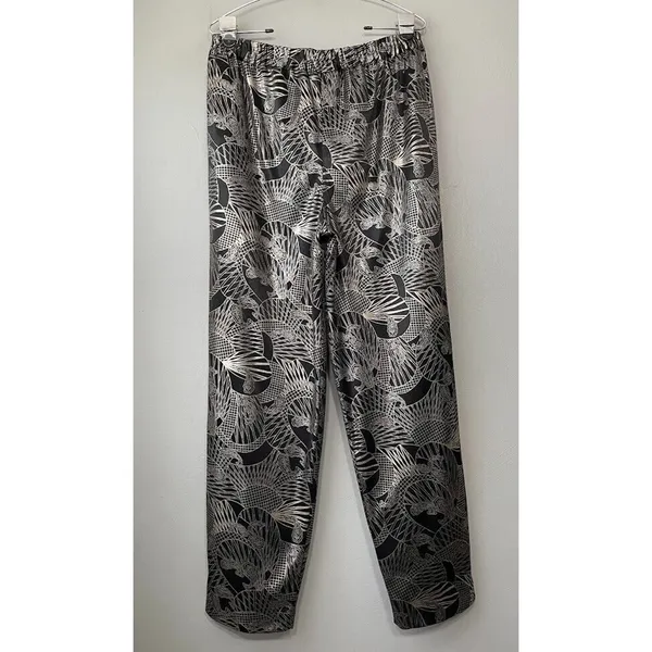 Joyce Pants Size 10 Black Gold Shiny Party Glam Pull on Metallic Harem Club Rave - Image 5