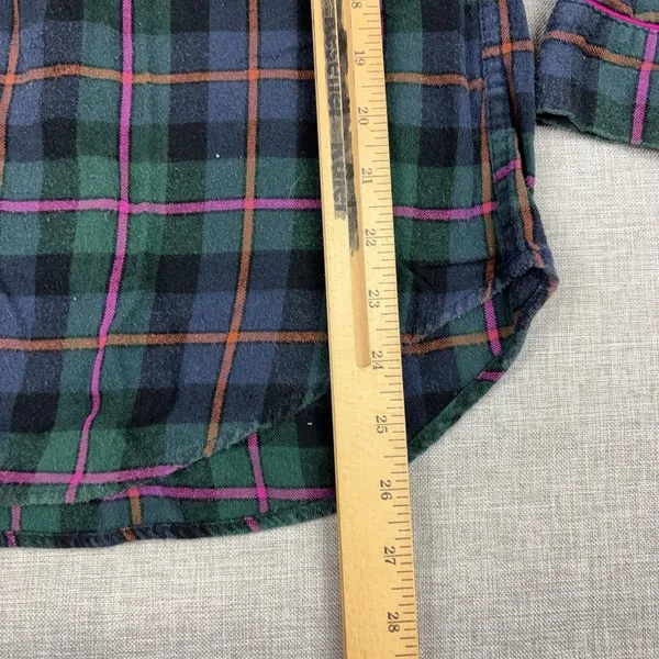 Lauren Ralph Lauren Pajama Top Womens M Green Plaid Flannel Button Up Sleepwear - Image 5