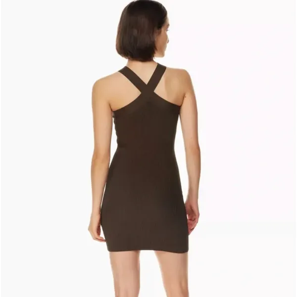 Aritzia Babaton Sculpt Knit Cross Coffee Bean Dress NWT Size XS - Image 5