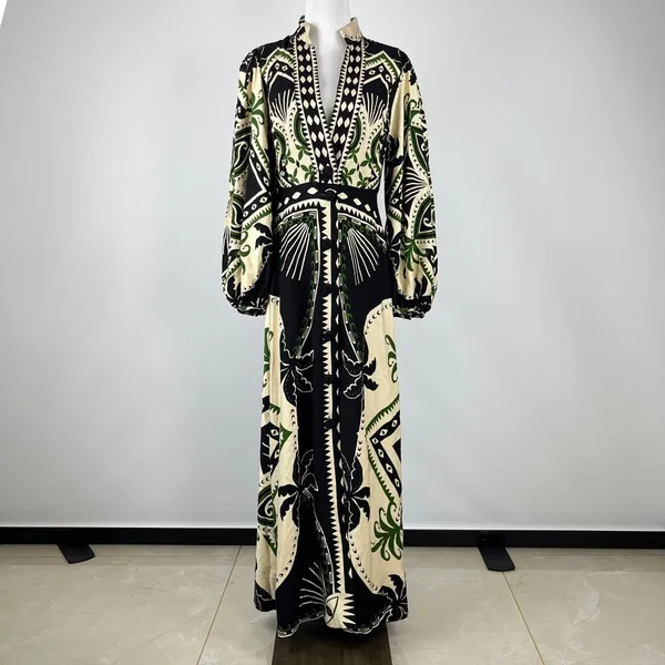 NWOT Farm Rio Mystic Scarf Floral Long Sleeve V Neck Maxi Dress Size XS - Image 2