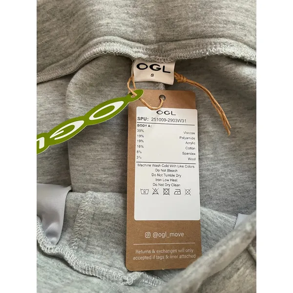 OGL FuzzLuxe Pant Straight Leg High Waist Pull On Heather Grey Size Small Tall - Image 7