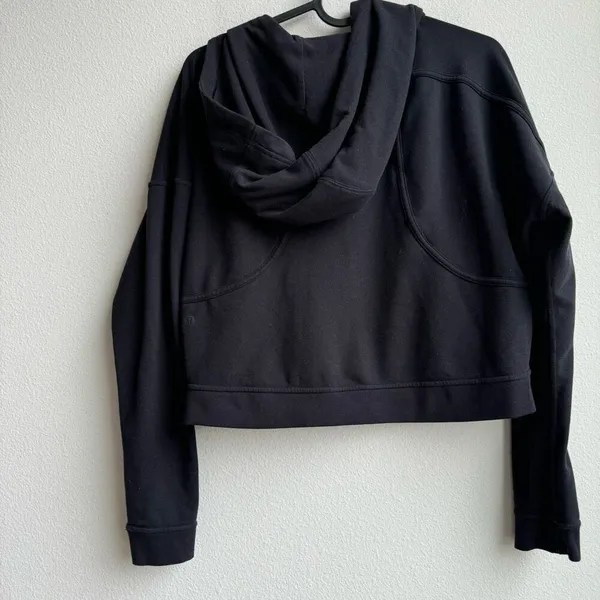 Lululemon Next Move Cropped Full Zip Jacket Black Stretch French Terry Size 4 - Image 4