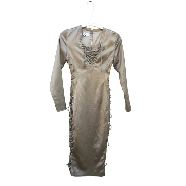 House of CB London Women's Size XS Green Makara Satin Dress - Image 3