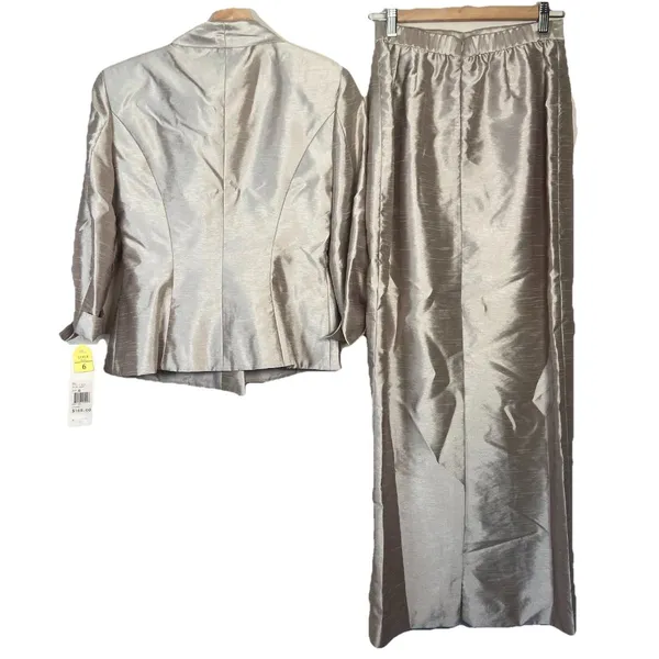 Alex Evenings Formal Suit Womens Size‎ 6 Champagne Shimmer Skirt Jacket Wedding - Image 7