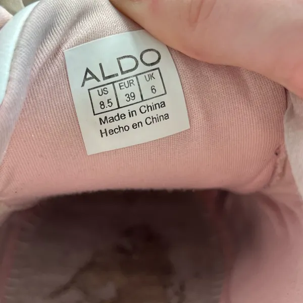 Aldo White and Pink Heart Embellished Sneakers - Image 9