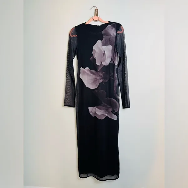 NWT & Other Stories Floral Maxi Dress Side Slit Pink Blue Size 4 - Image 3
