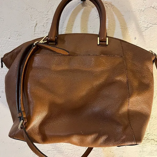 Michael Kors all leather purse with crossbody strap- brown. - Image 2