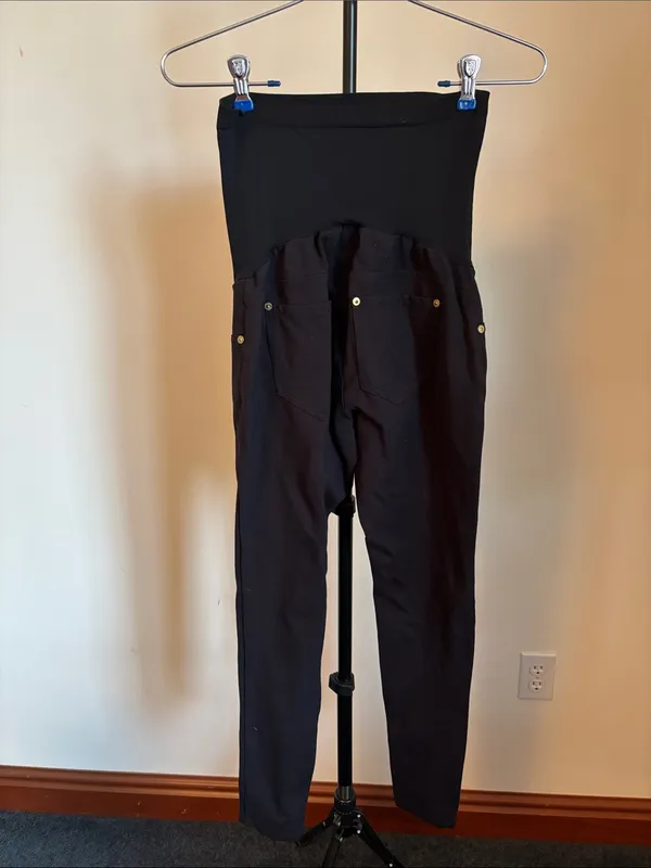 A Pea in the Pod Black Maternity Skinny Pants with Fold-Over Waist - Image 3