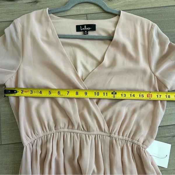 Lulu’s Wonderous Water Lilies Blush Pink Long Sleeve V Neck Maxi Dress NWT M - Image 8