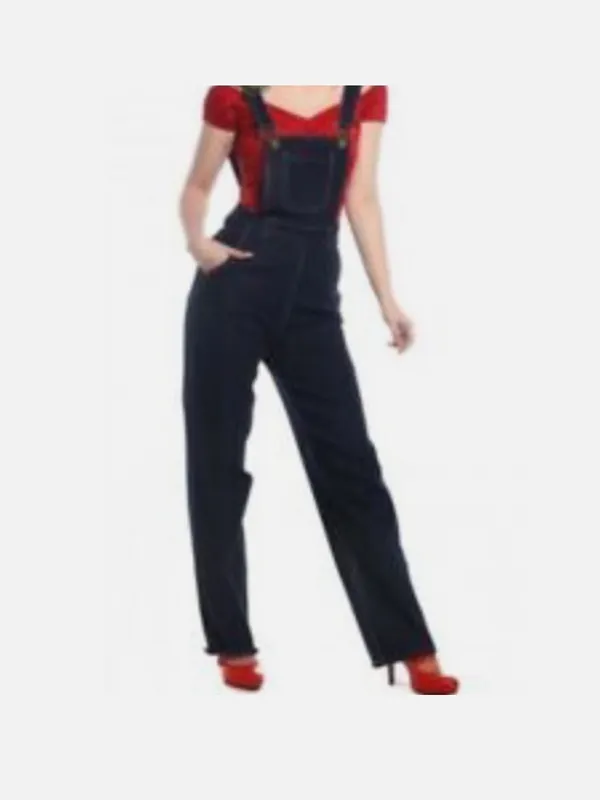 Collectif Pippa Dark Denim Dungarees Overalls Vintage Style Rockabilly small - Image 12