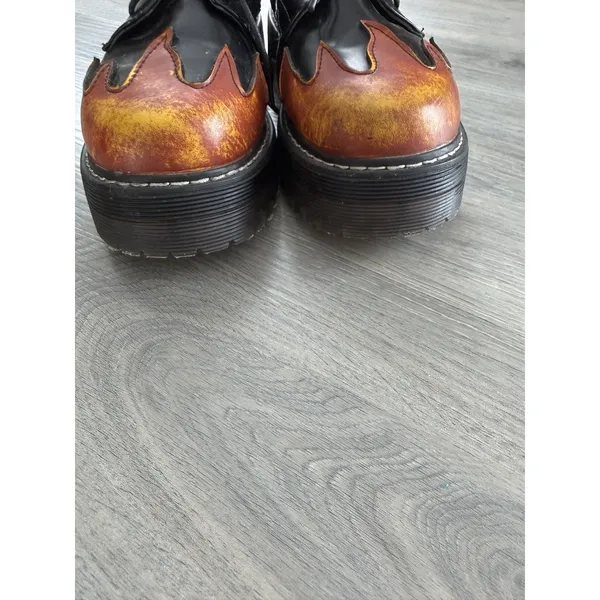 VTG 90's Y2K Womens Black Flame Oxford Platform Shoes Punk Goth Chunky Size 7.5 - Image 8