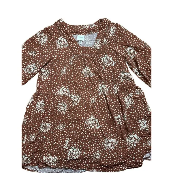 Knox Rose Floral‎ Boho Western Dress Rust Brown Cream Sz XL - Image 5