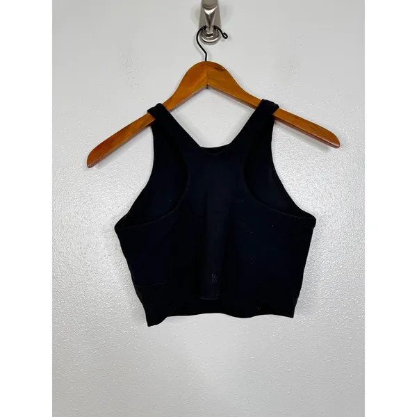 Athleta Conscious Crop Tank Top Black High Neck Racerback Built-in‎ Bra Small - Image 2