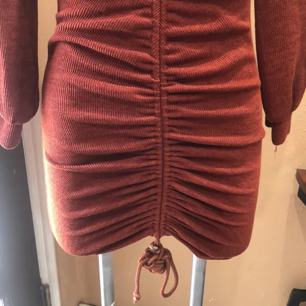 Lulus Aurinda Rust Orange Ruched Off-the-Shoulder Bodycon Dress - Image 5