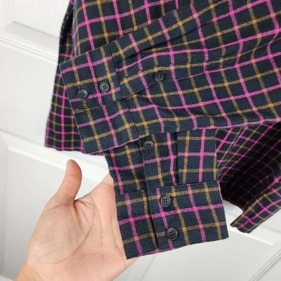 Madewell Plaid Flannel Boxy Shirt Crop Top Size M - Image 6