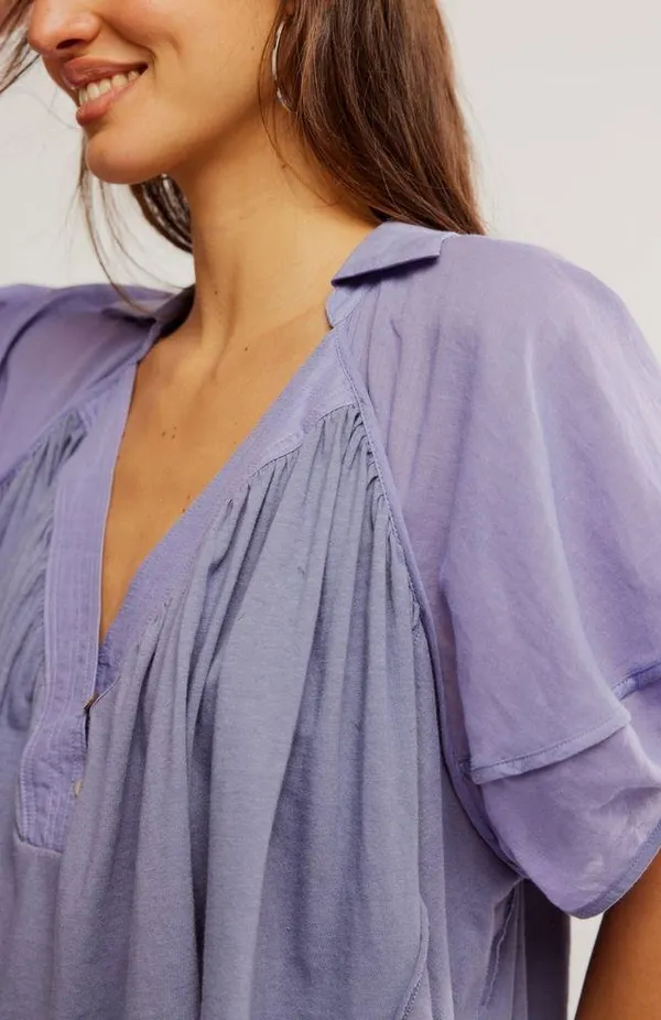 NWT Free People Sunray Babydoll Top in Blue Granite Size Small - Image 3